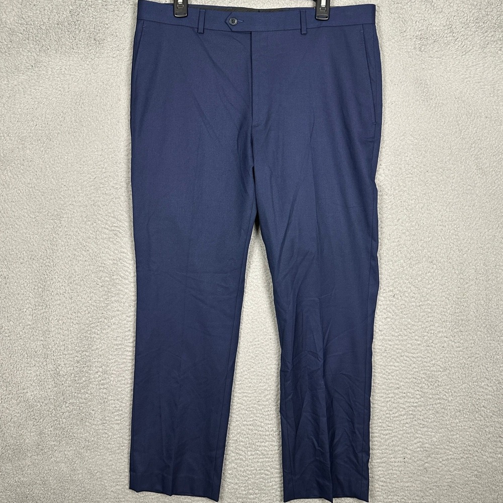 NEW Apt. 9 Pants Mens 34X30 Slim Fit Navy Blue Premier Flex Dress Flat Front